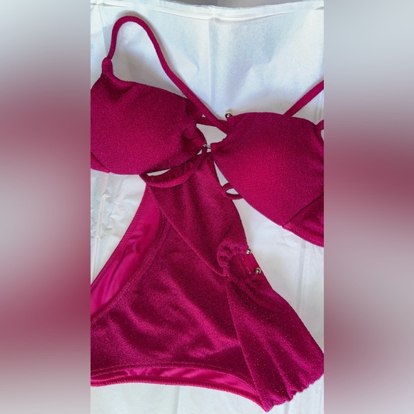 Victoria’s Secret NWT Shimmer Highwaist bikini SET in Forever Pink - Picture 2 of 5